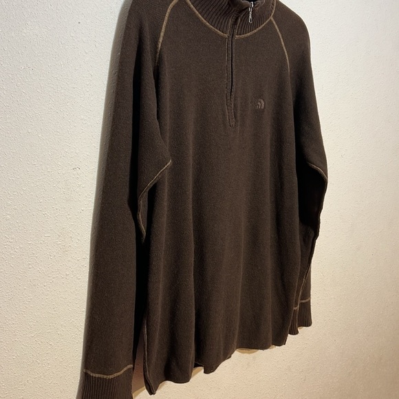 The North Face Men’s Brown Wool Blend 1/4 Zip Sweater Outdoors Size XL - Picture 3 of 13